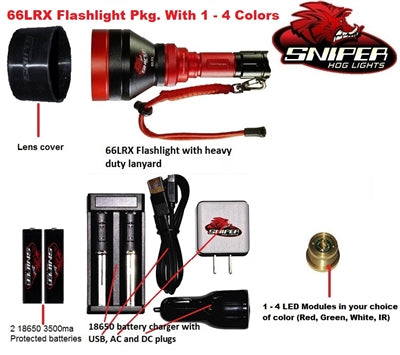 66LRX Flashlight package with 1 - 4 colors